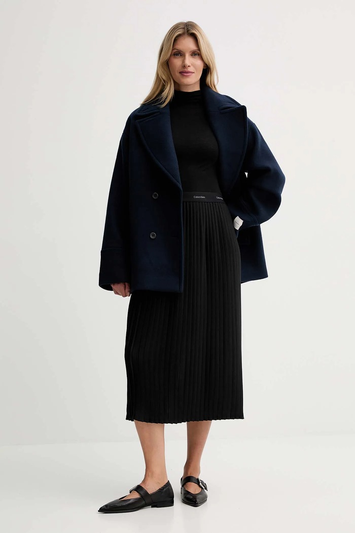 Tričko s dlhým rukávom s prímesou vlny Calvin Klein LV044D239G čierna AW25