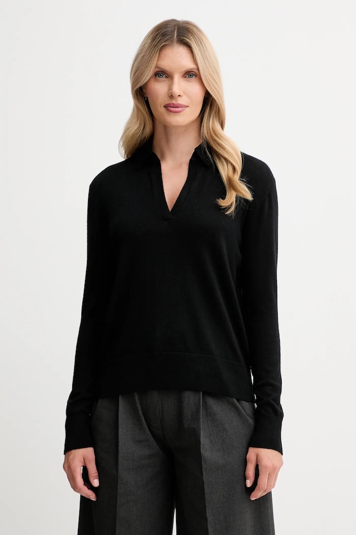 Calvin Klein maglione con lana scollo a V nero LV044A305G