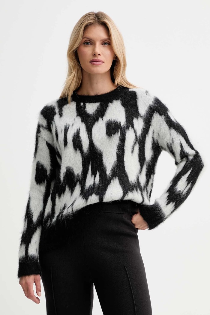 Pulover z dodatkom volne Calvin Klein Okrogel črna LV044D343G