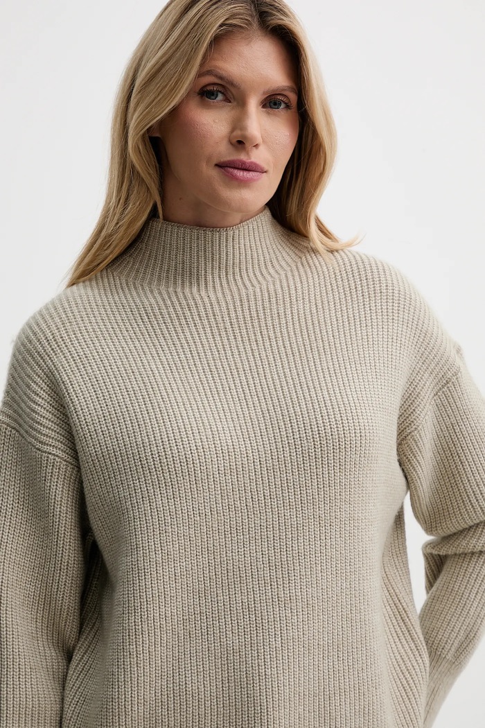 Pulover s primesjo volne Calvin Klein bež LV044D365G