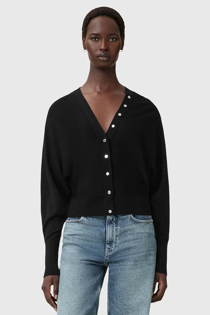 AllSaints cardigan din lână HONOR uni negru W002KD