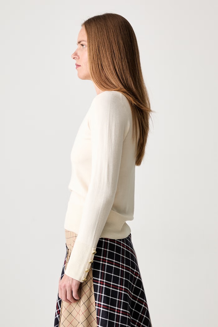 Barbour CARLBY pulover cu lână merino pentru femei LKN1686 bej AW25
