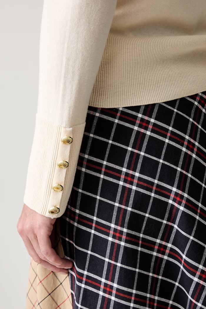 Barbour CARLBY pulover cu lână merino pentru femei bej LKN1686