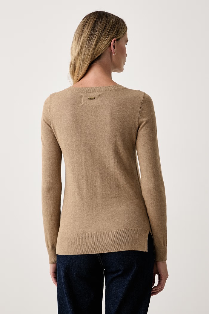 Odzież Barbour Sweter damski z dodatkiem kaszmiru FAREHAM LKN1688 beżowy