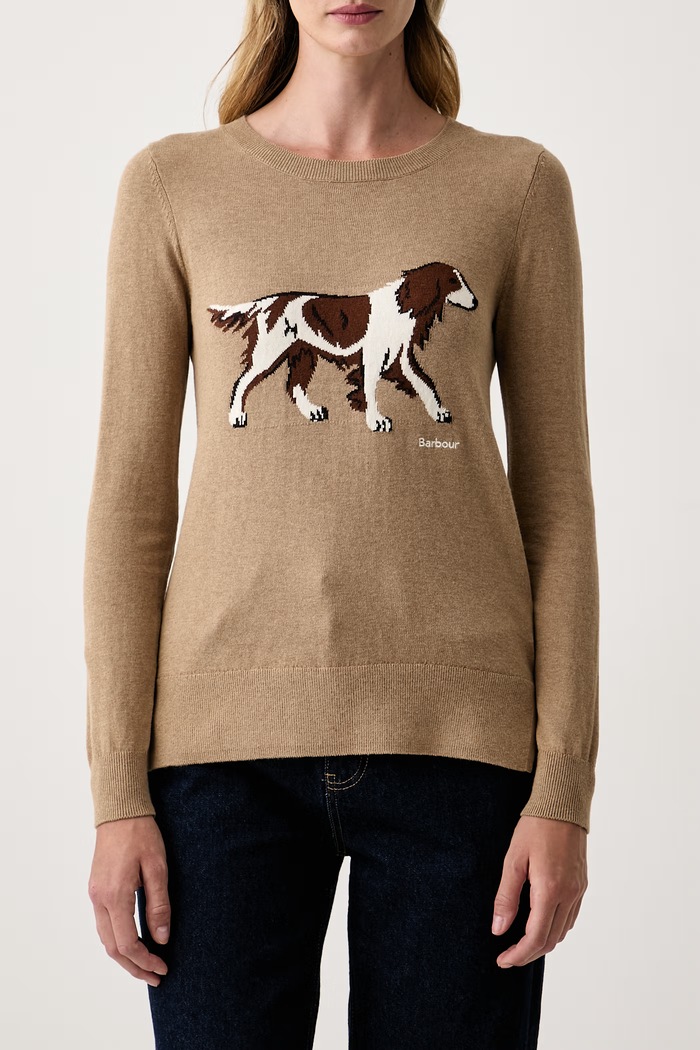 Sweter damski z dodatkiem kaszmiru FAREHAM Barbour LKN1688 beżowy