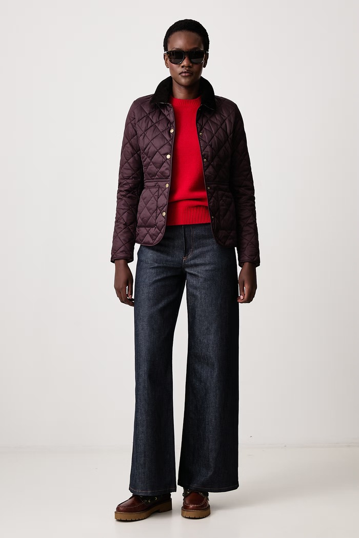 Barbour Sweter damski wełniany LKN1666 czerwony AW25