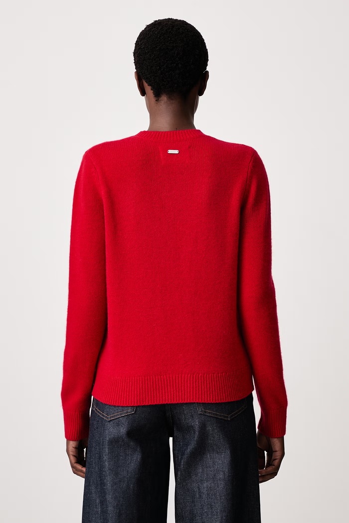 Odzież Barbour Sweter damski wełniany LKN1666 czerwony