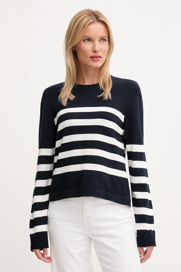 Barbour sweter DEMI okrągły granatowy LKN1669