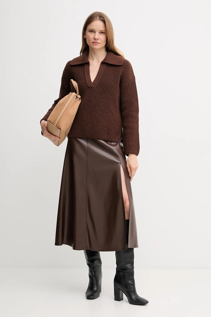 Barbour sweter z dodatkiem wełny ROBYN LKN1675 brązowy AW25