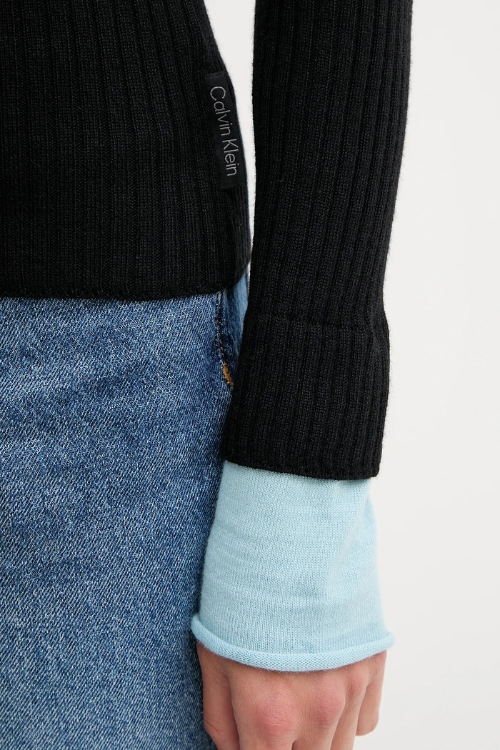 Sveter s prímesou vlny Calvin Klein Jeans LV044D314G čierna