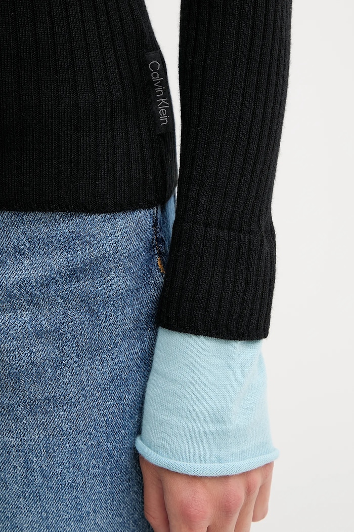 Sveter s prímesou vlny Calvin Klein Jeans LV044D314G čierna