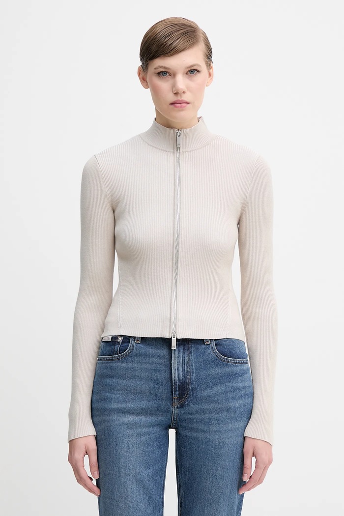 Kardigan Calvin Klein Jeans středně silná béžová LV044D369G