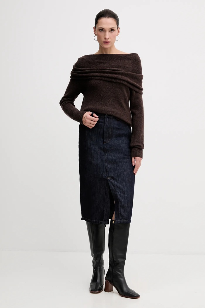Pulover z dodatkom volne Hoss Intropia 6382056 rjava AW25
