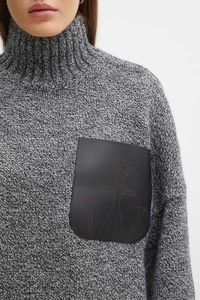 Пуловер с вълна JW Anderson Leather Patch Pocket сив KW1292.YN0367
