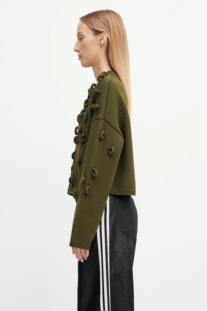 Светр JW Anderson Cropped Loop Jumper KW1446.YN0417 зелений AW25