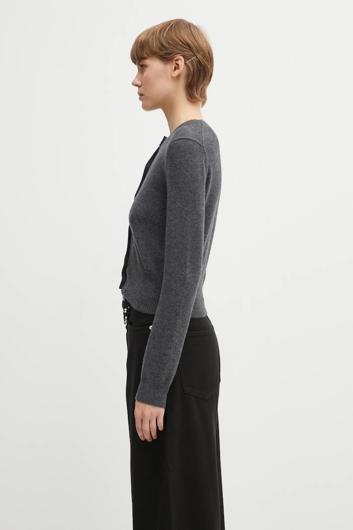 JW Anderson kardigan wełniany Contrast Embroidery Cardigan KW1447.YN0447 szary AW25