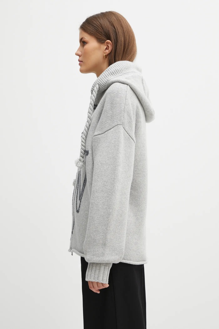 Μάλλινη ζακέτα JW Anderson Anchor Embroidery Zipped KW1499.YN0412 γκρί AW25