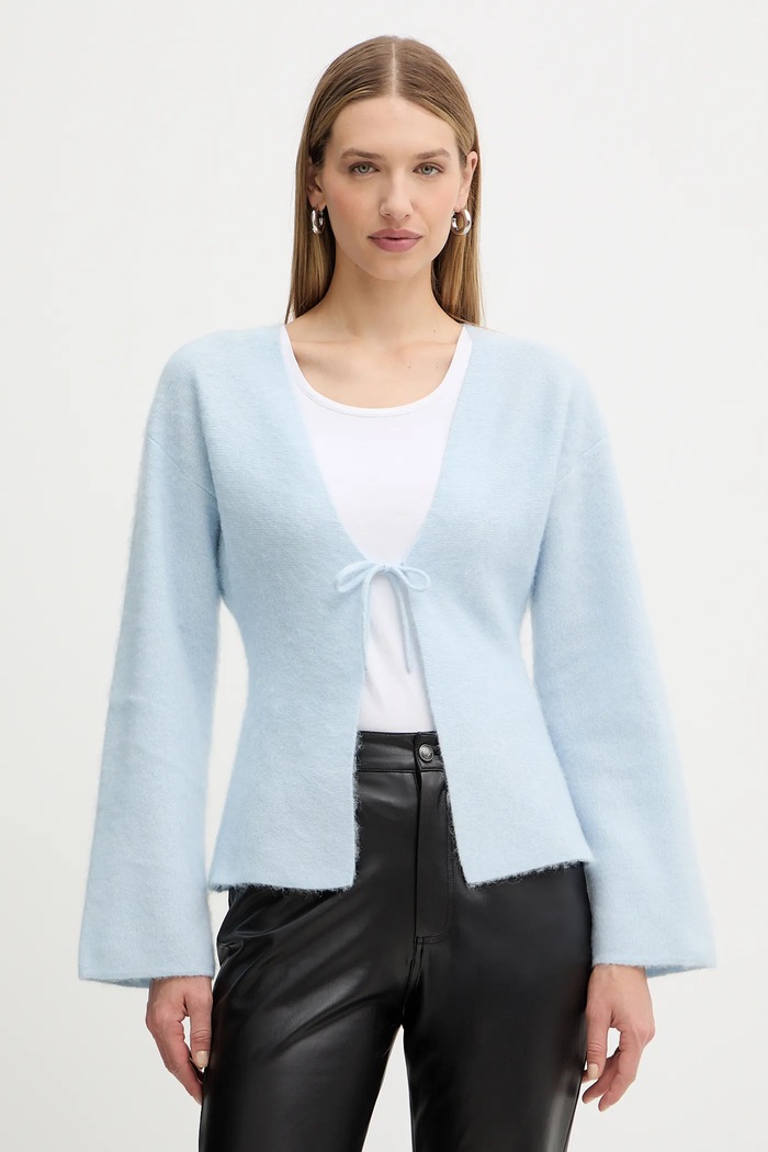 BOSS Orange cardigan din amestec de lână C_Farfal uni albastru 50548954