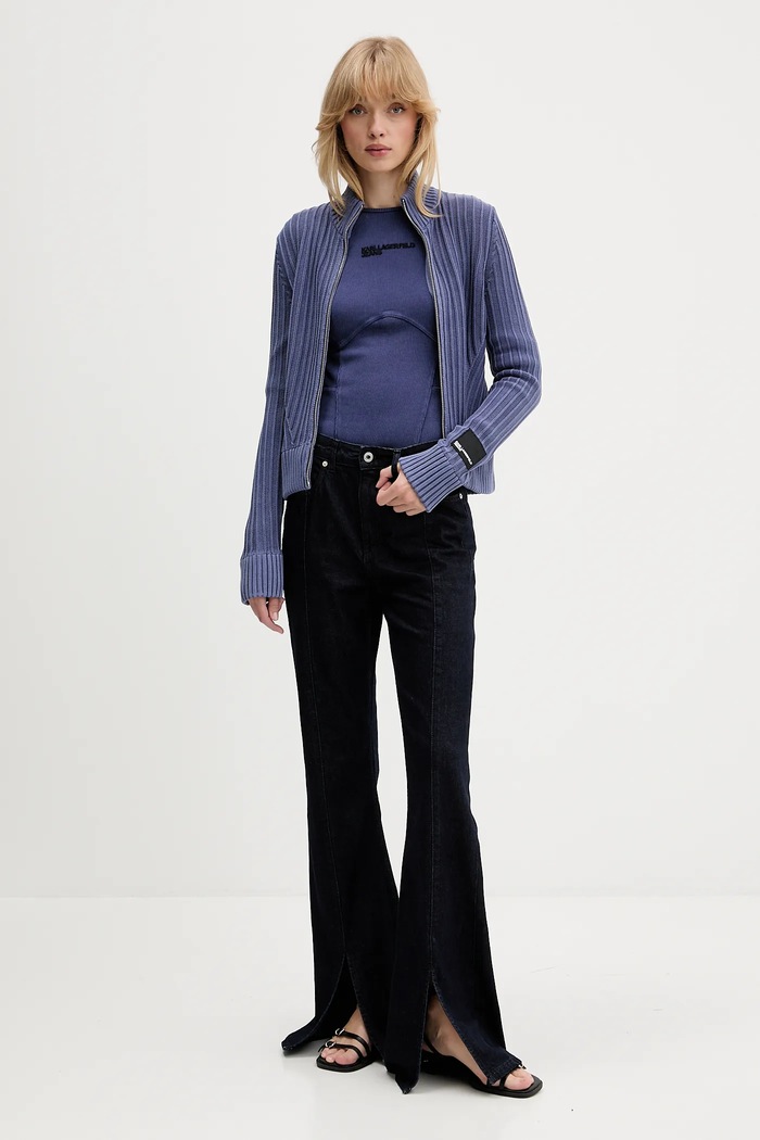 Karl Lagerfeld Jeans kardigan bawełniany A4W18017 fioletowy AW25