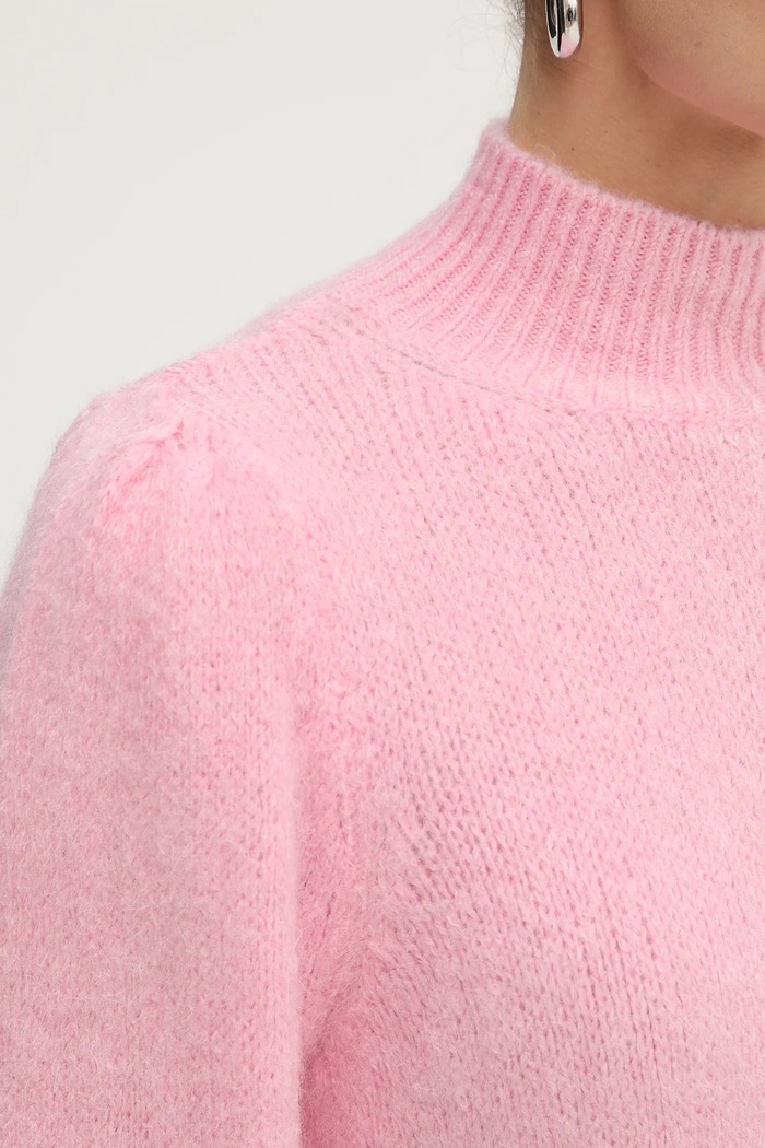 Sweter z dodatkiem wełny Morgan różowy MLEONAR