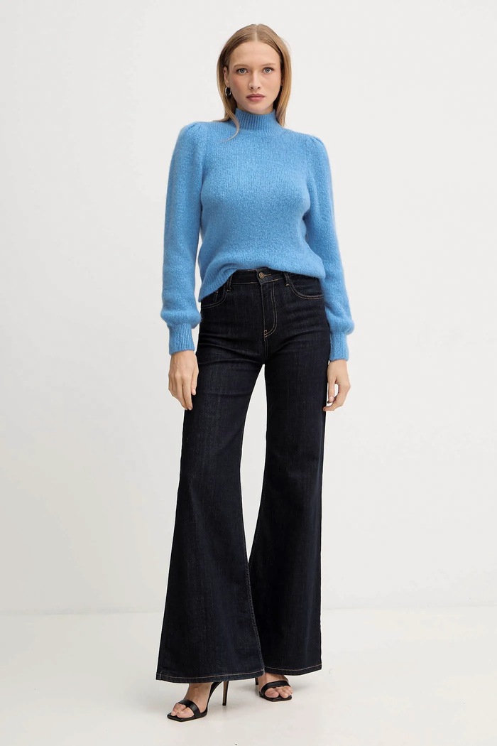 Morgan Πουλόβερ με προσθήκη μαλλιού Morgan MLEONAR μπλε AW25