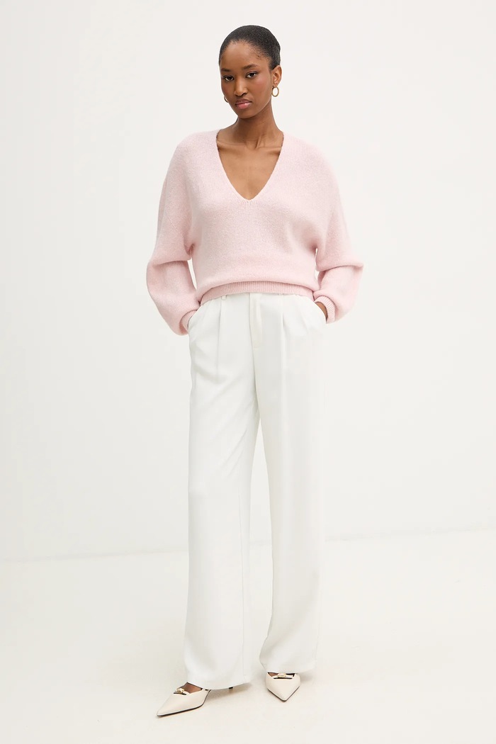 Morgan Пуловер с вълна Morgan MVALI розов AW25