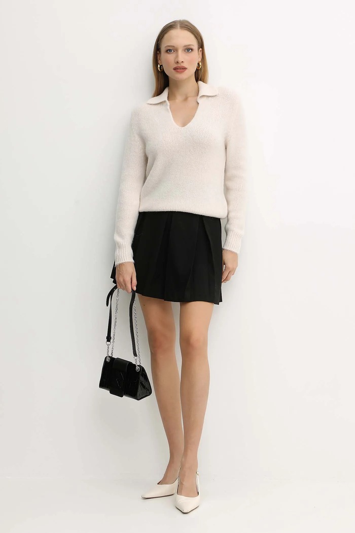 Πουλόβερ με συνδυασμό αλπακά Morgan MCLO μπεζ AW25