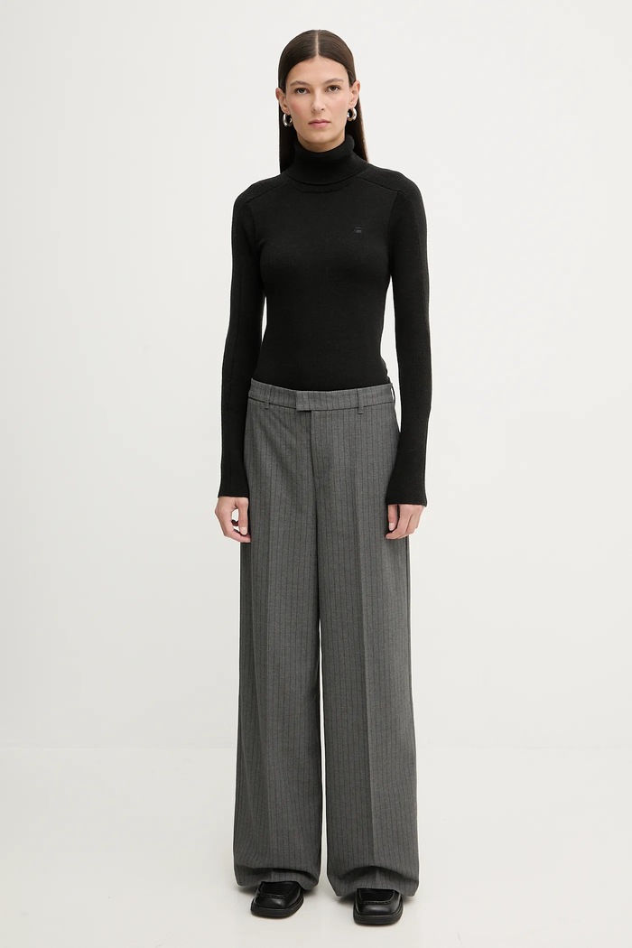 Вовняний светр G-Star 0 Core turtle slim knit D27713.B692 чорний AW25