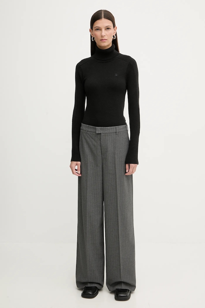 Вовняний светр G-Star 0 Core turtle slim knit D27713.B692 чорний AW25