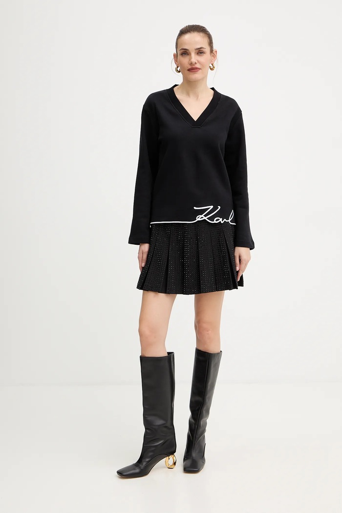 Karl Lagerfeld bluza z bawełną A4W20040 czarny AW25