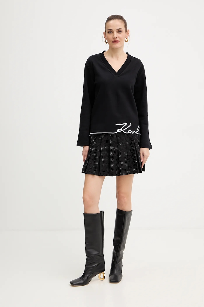 Karl Lagerfeld bluza z bawełną A4W20040 czarny AW25