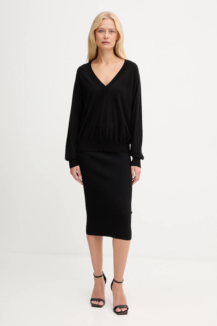 Elisabetta Franchi pulover din amestec de lână MK34S57E2 negru AW25