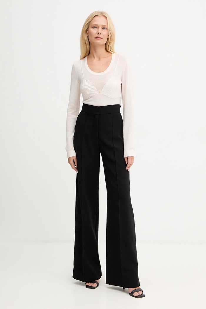 Elisabetta Franchi pulover din amestec de lână MK35S57E2 bej AW25