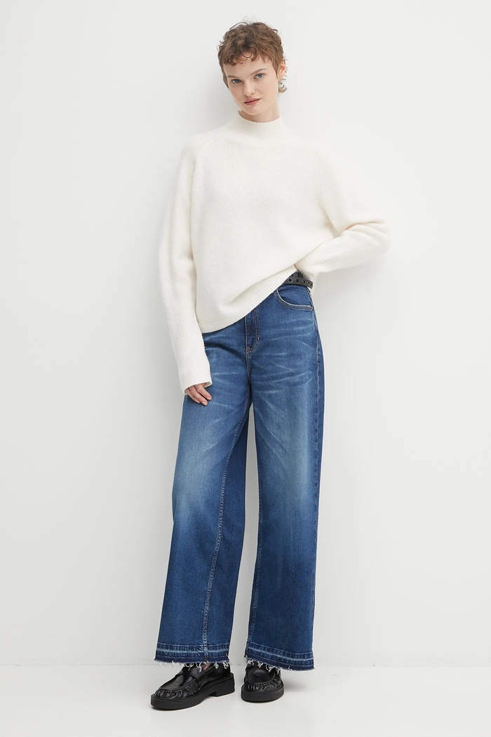 Πουλόβερ με προσθήκη μαλλιού HUGO Surpio 50548251 μπεζ AW25