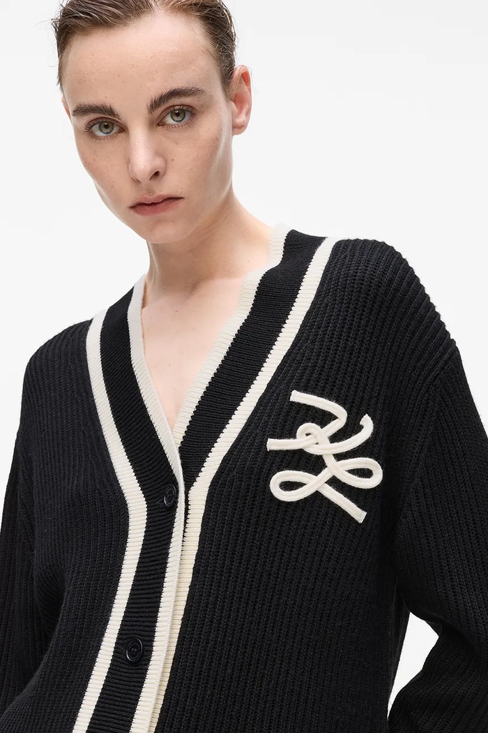 Kardigan s prímesou vlny Karl Lagerfeld A4W18052 čierna AW25