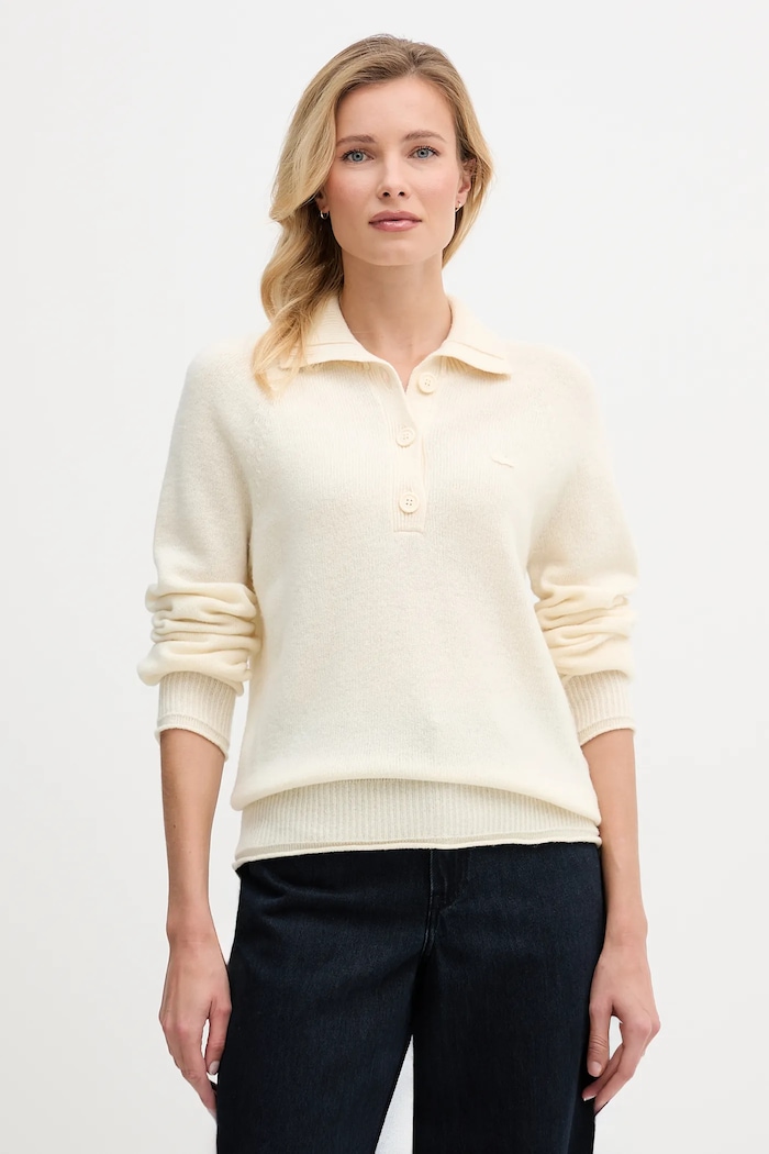 Lacoste Sweter wełniany beżowy AF4010