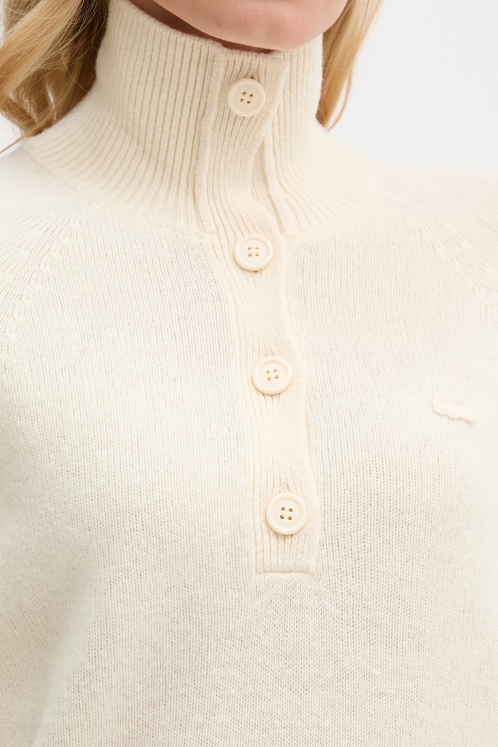 Sweter wełniany Lacoste beżowy AF4010