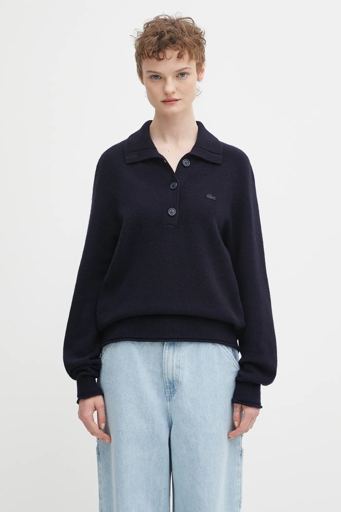 Lacoste woolen jumper plain navy AF4010