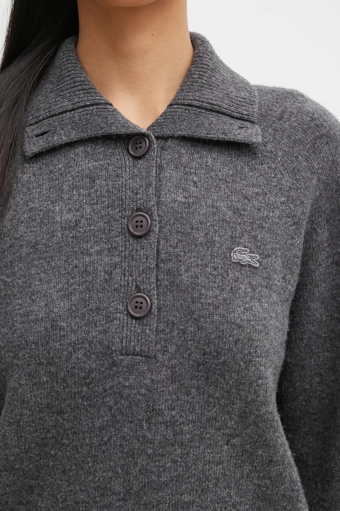 Sweter wełniany Lacoste AF4010 szary