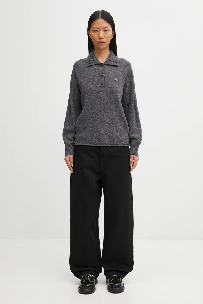 Sweter wełniany Lacoste szary AF4010