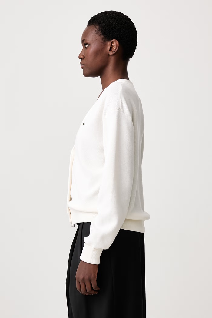 Lacoste Kardigan s vunom za žene AF4143 bež AW25