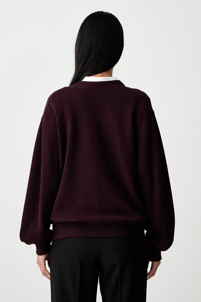 Odzież Lacoste kardigan z wełną damski AF4143 bordowy