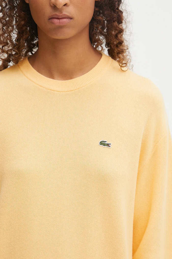 Lacoste sweter z dodatkiem wełny damski żółty AF4158