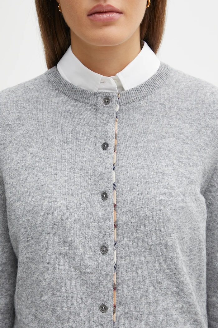 Barbour kardigan z dodatkiem wełny Pendle Knitted Cardigan szary LKN1076GY71