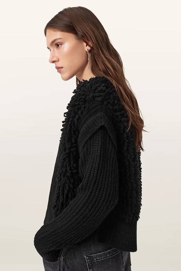 Одяг AllSaints Кардиган з додаванням вовни AllSaints ELIAS W047KD чорний