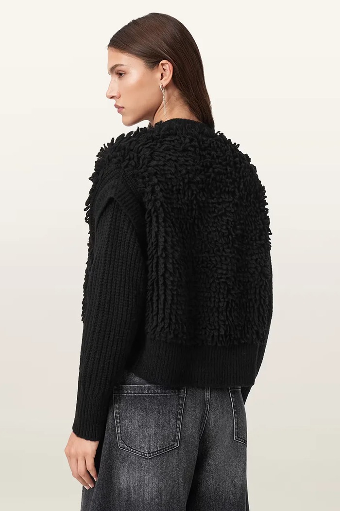 Кардиган з додаванням вовни AllSaints ELIAS AllSaints W047KD чорний