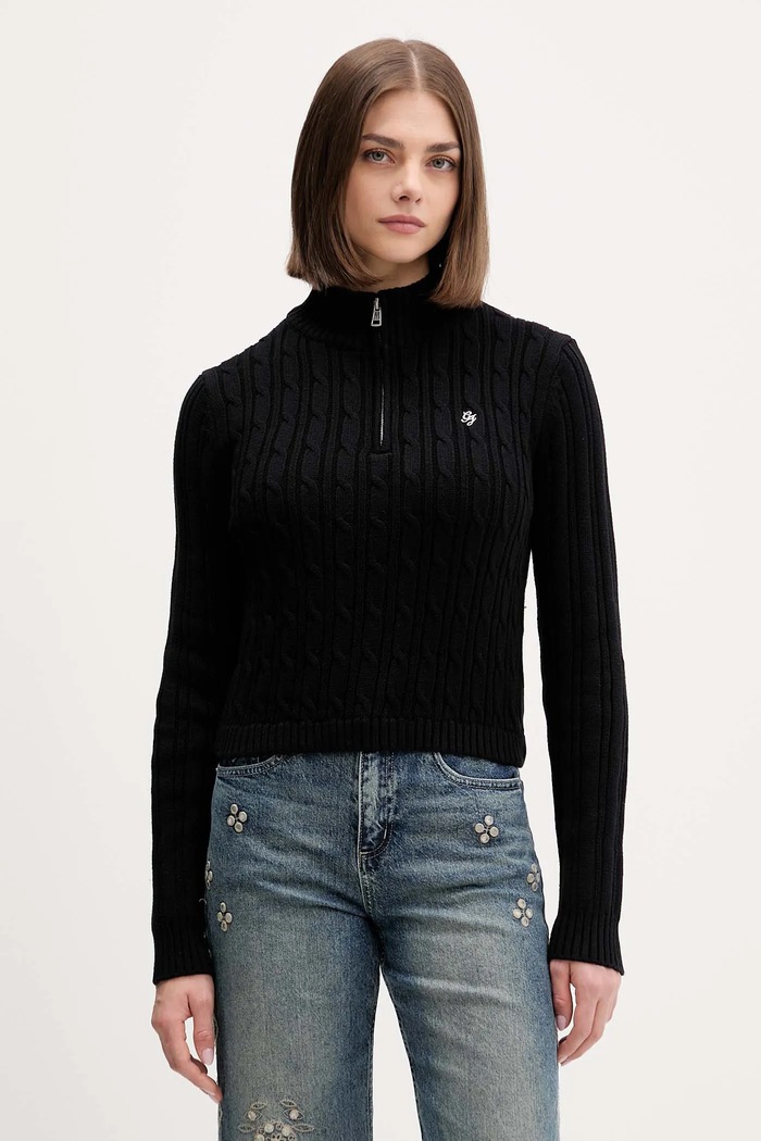 Βαμβακερό πουλόβερ Guess Jeans βαμβάκι μαύρο W5BR13.Z3HM1