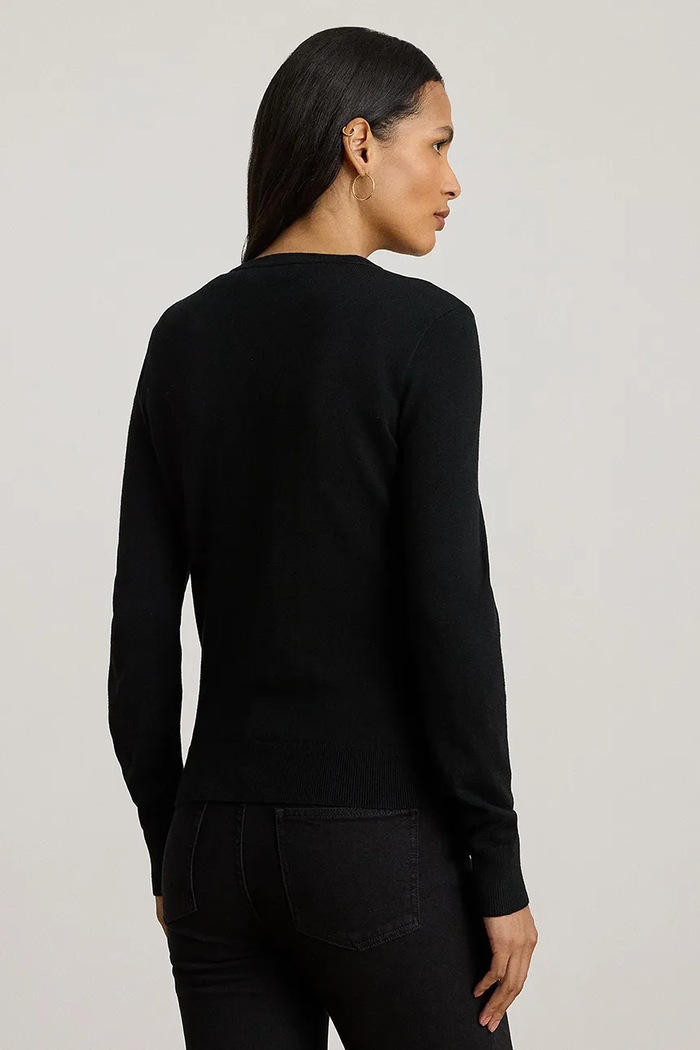 Βαμβακερή ζακέτα Lauren Ralph Lauren 200979651 μαύρο AW25