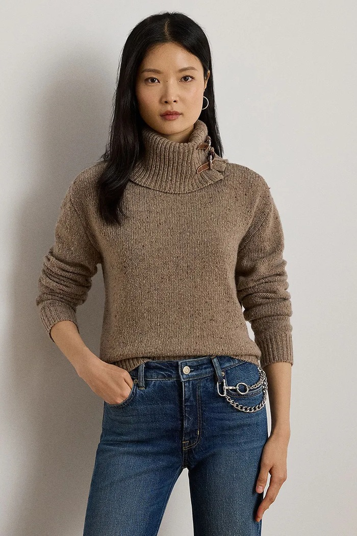 Светр із додаванням вовни Lauren Ralph Lauren меланж коричневий 200979663