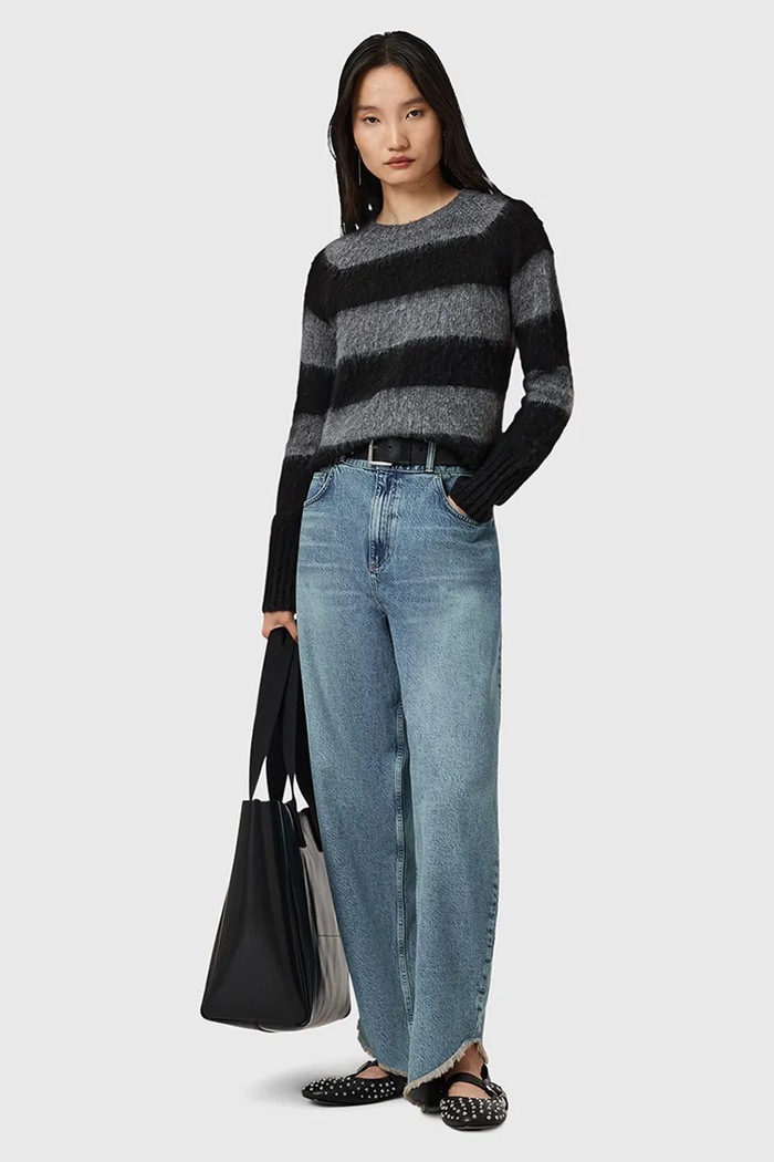 Svetr s příměsí vlny AllSaints LOU W053KD černá